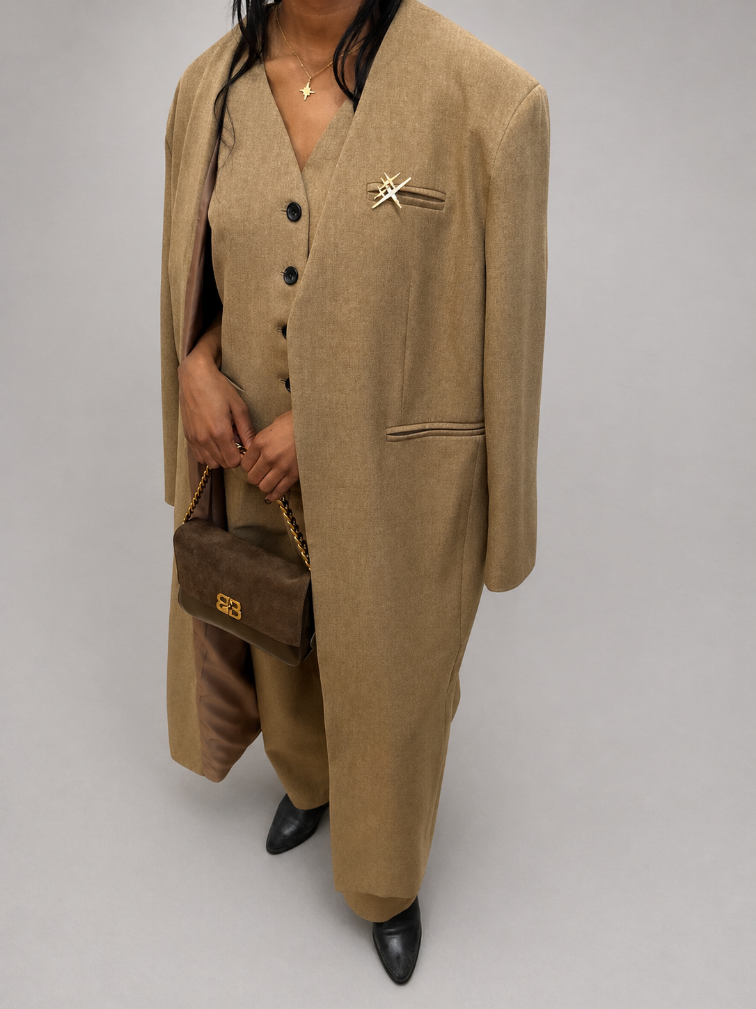 Krageløs Blazer Kåpe