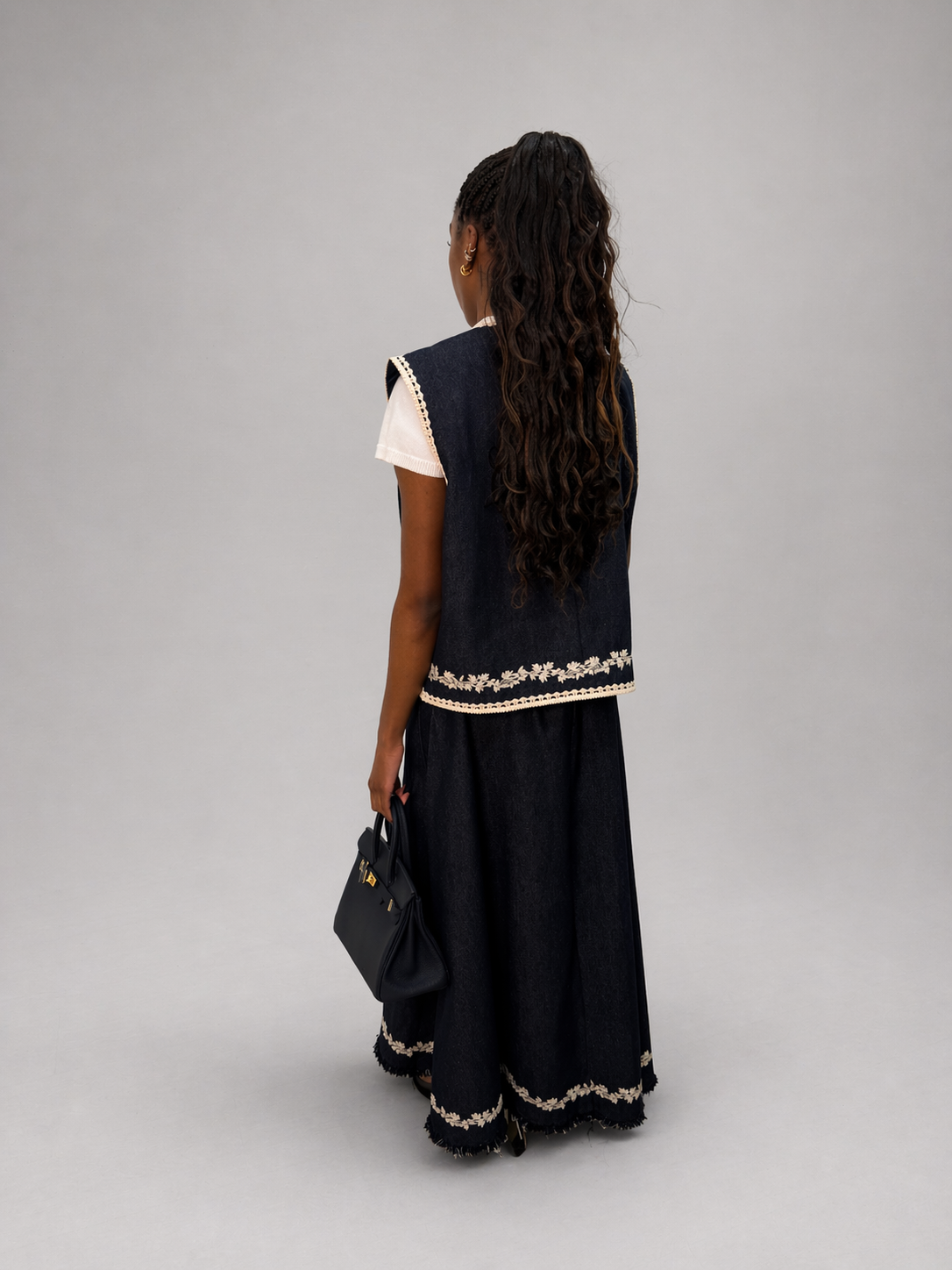 Brodert Denim Sett