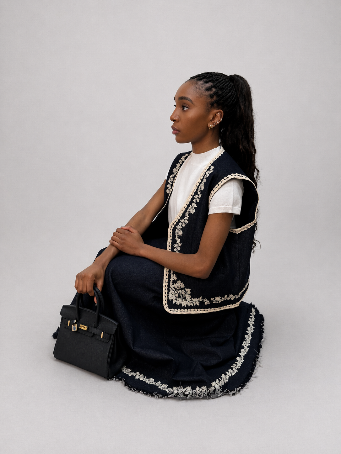 Brodert Denim Sett