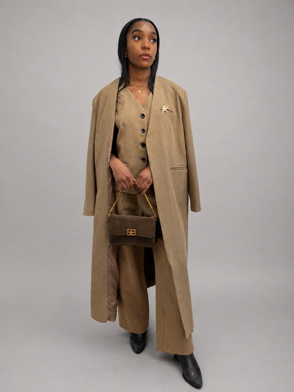 Krageløs Blazer Kåpe