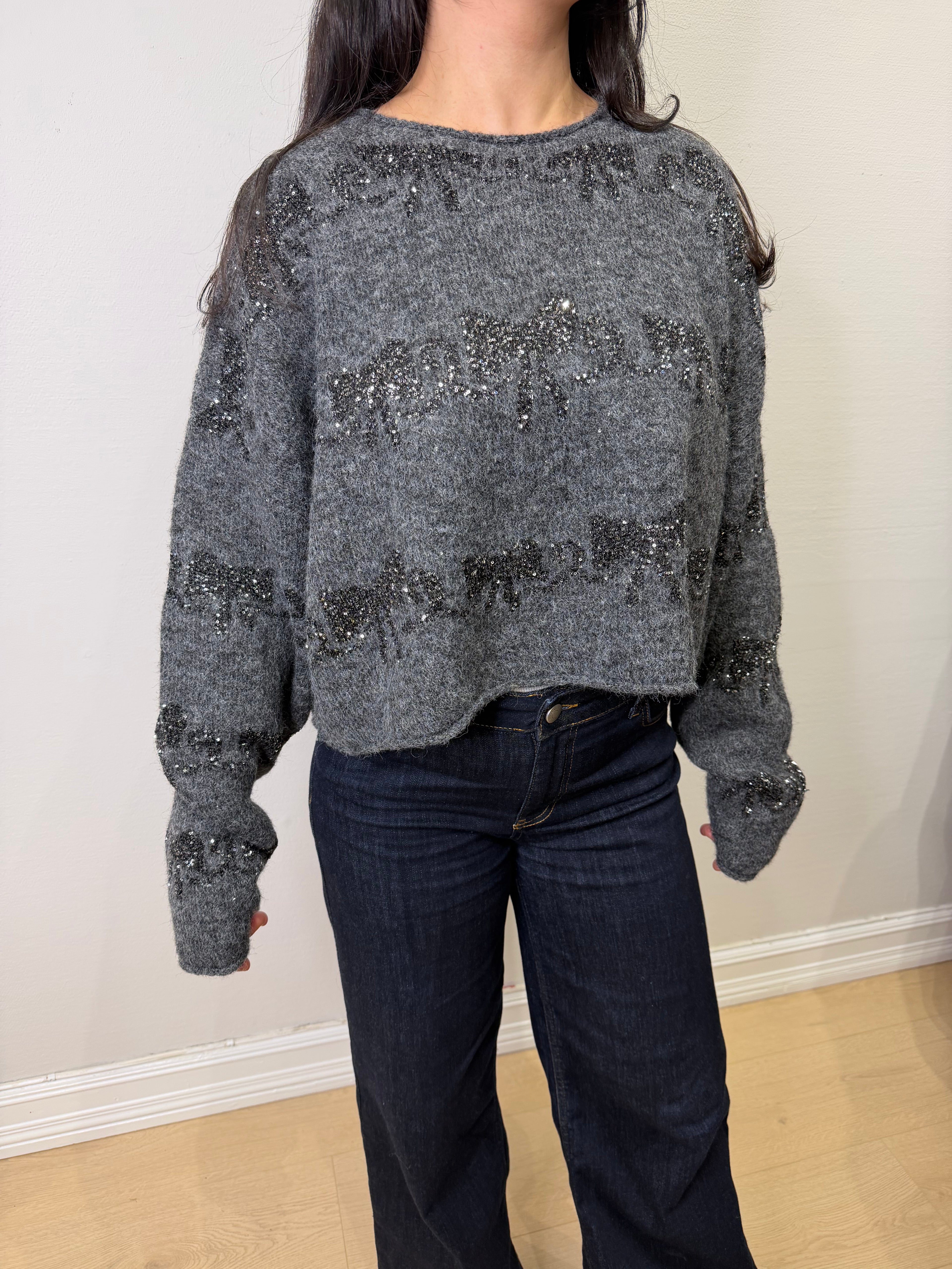 Cropped Shimmer Sweater