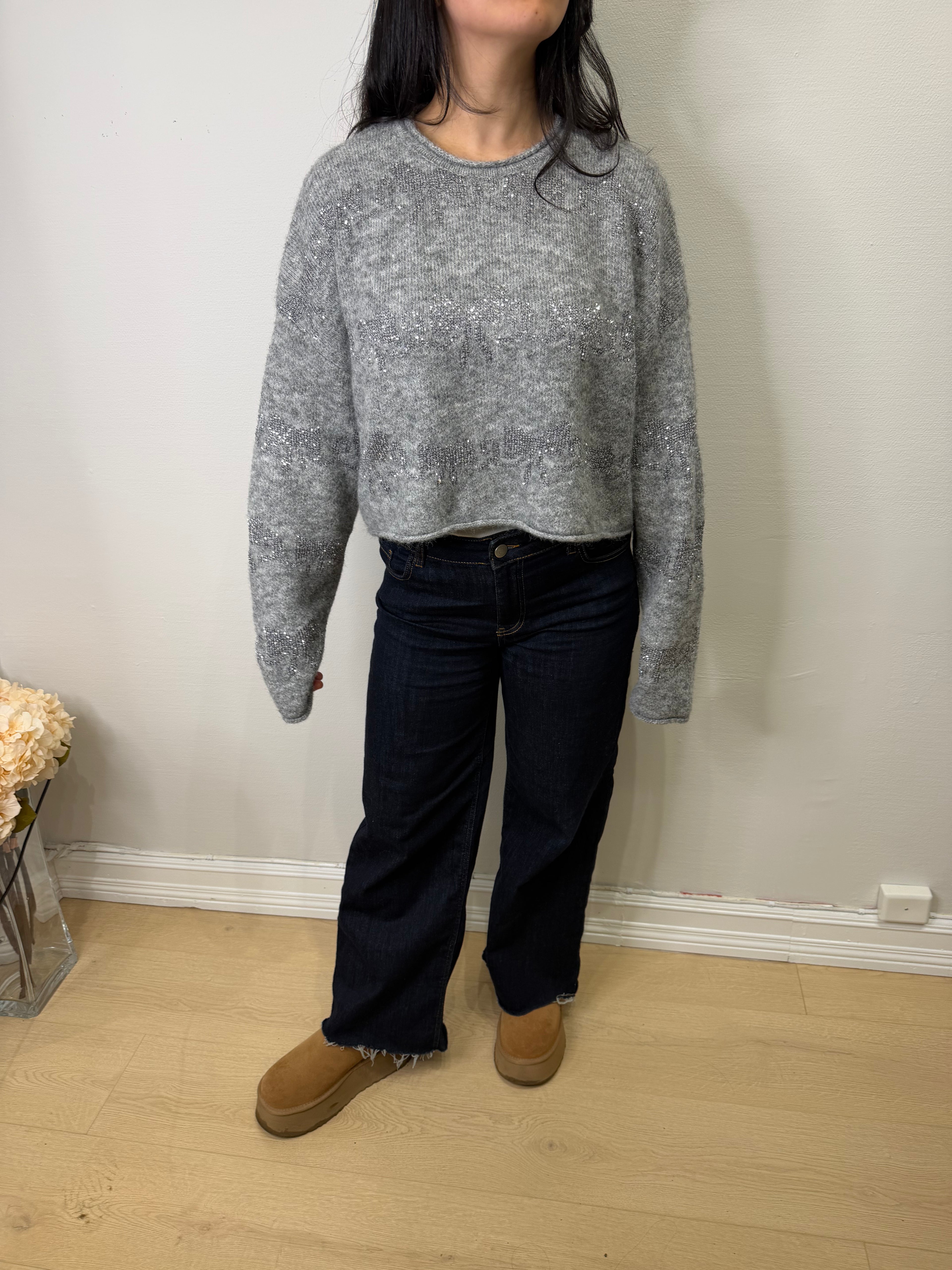 Cropped Shimmer Sweater