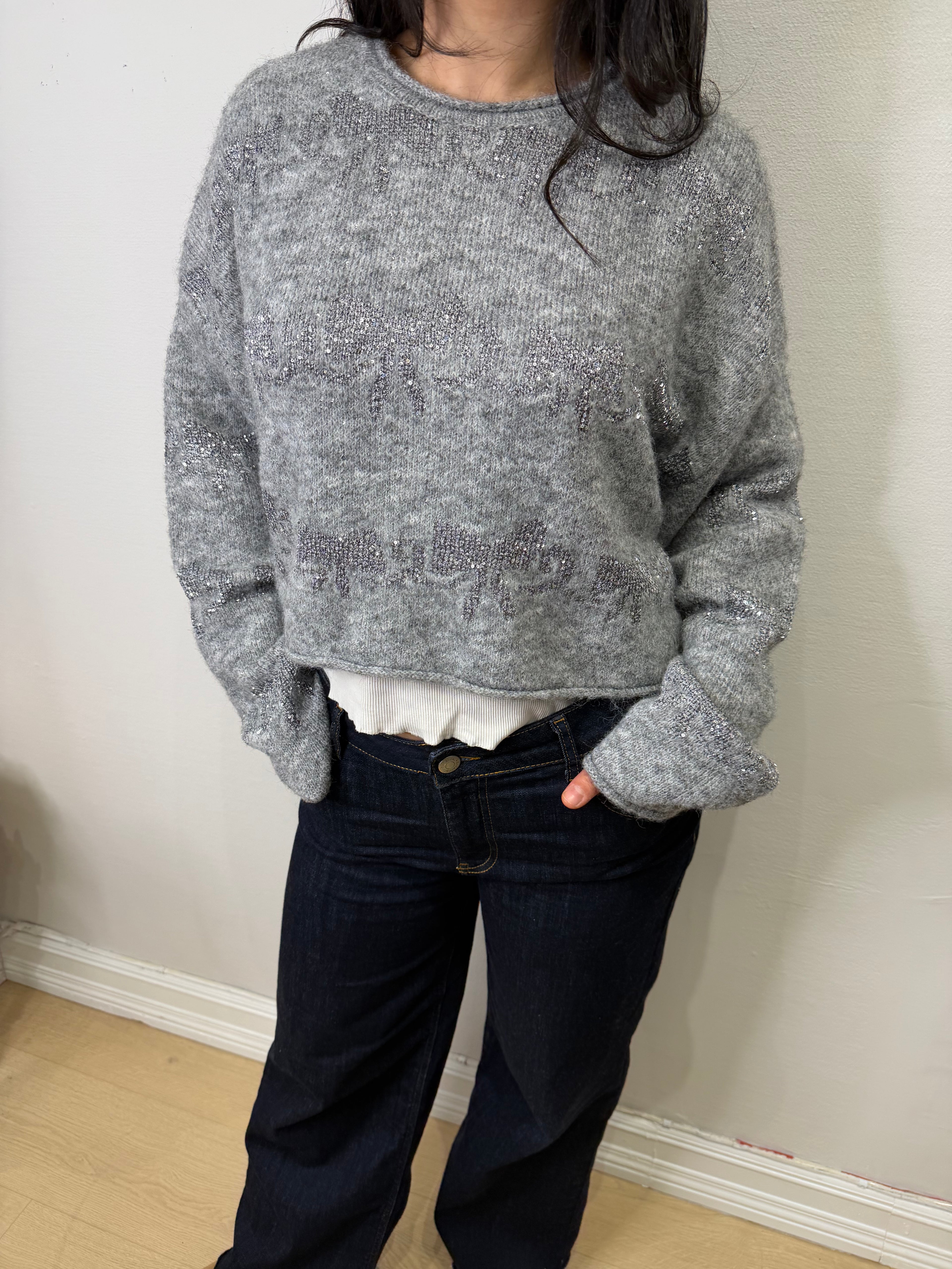 Cropped Shimmer Sweater