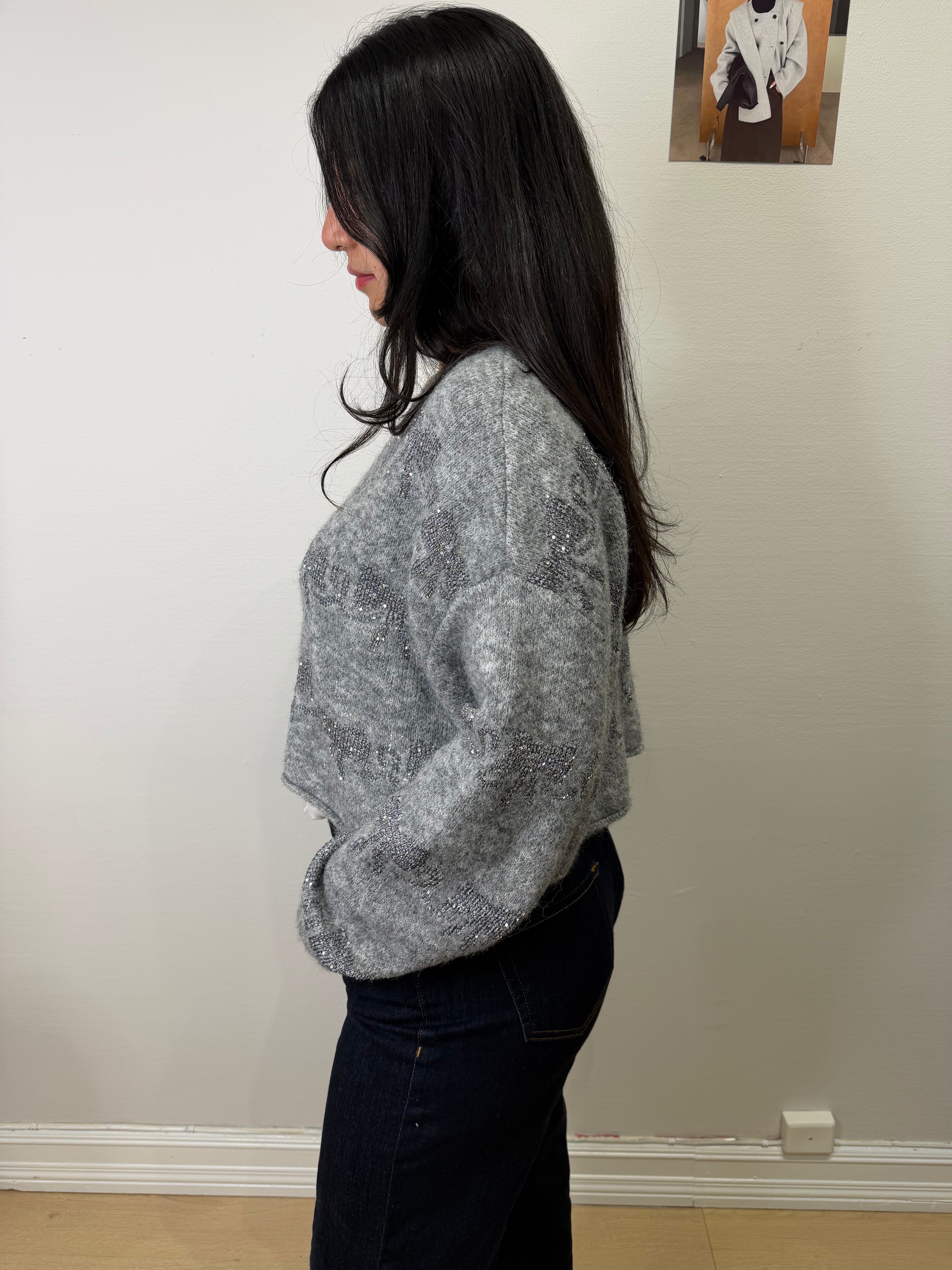 Cropped Shimmer Sweater