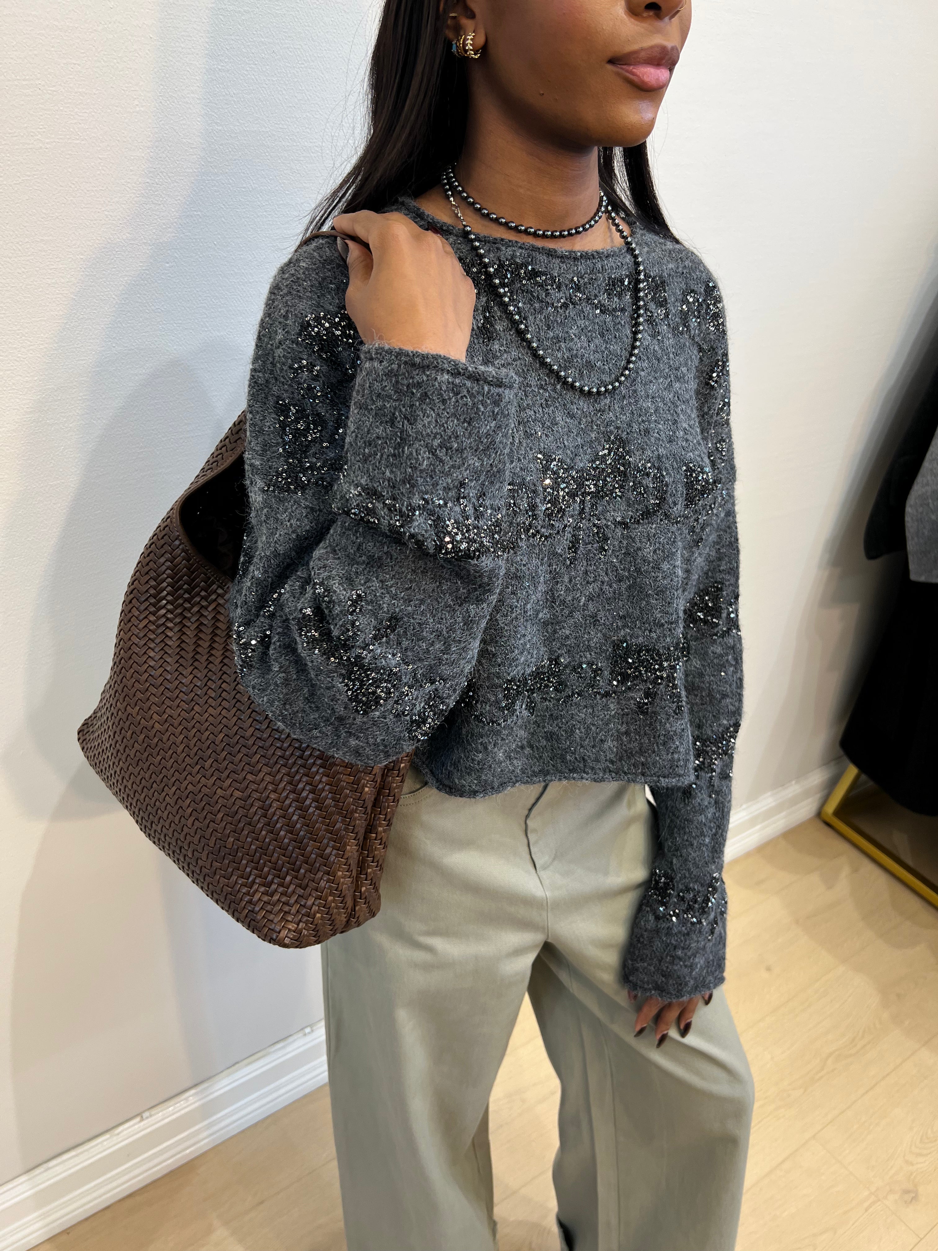 Cropped Shimmer Sweater