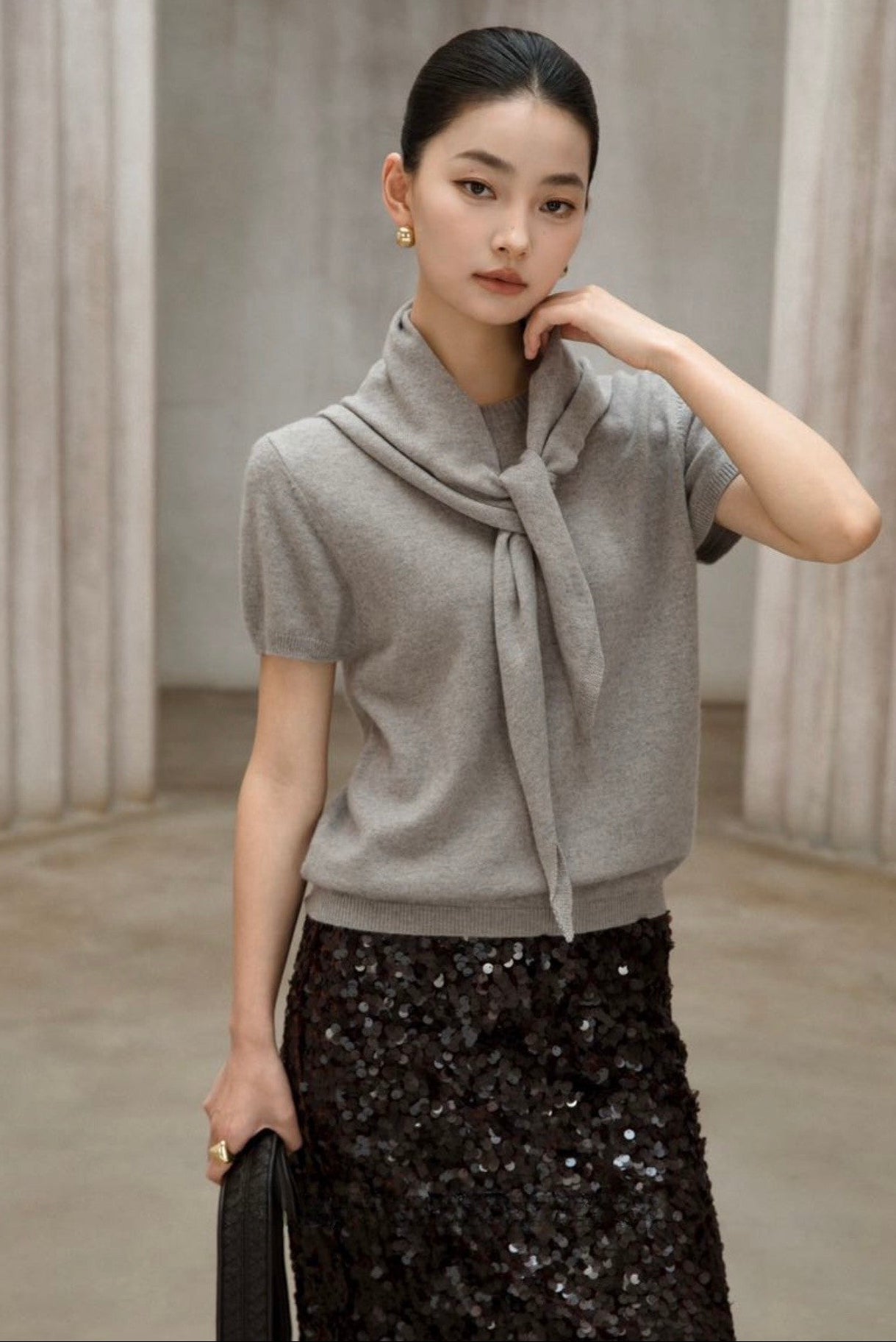 Knitted Top with Scarf